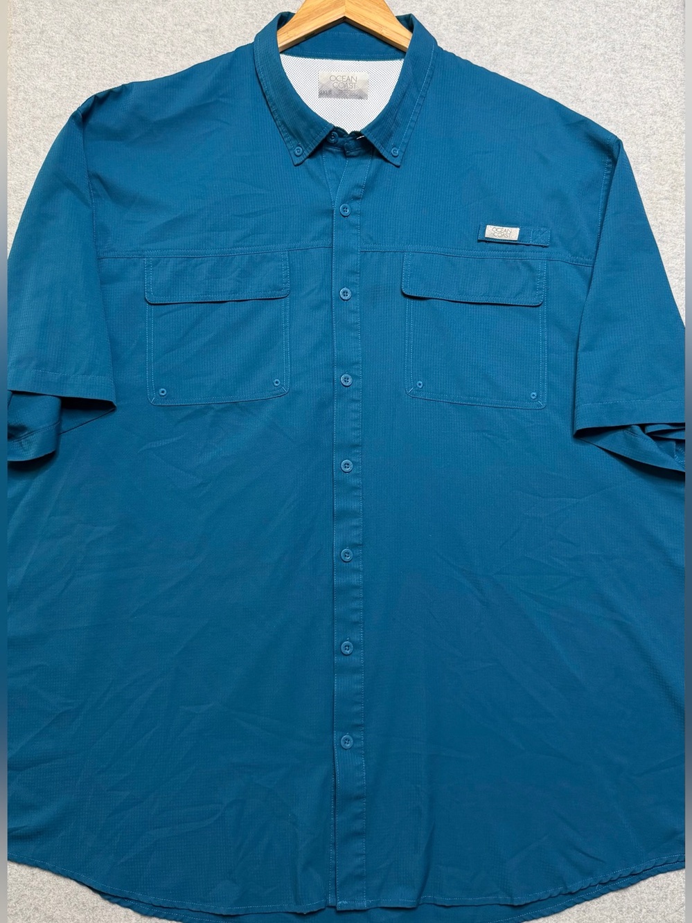 Ocean + Coast Men’s 3XLT Vented Fishing Shirt Blue Short Sleeve Big Tall